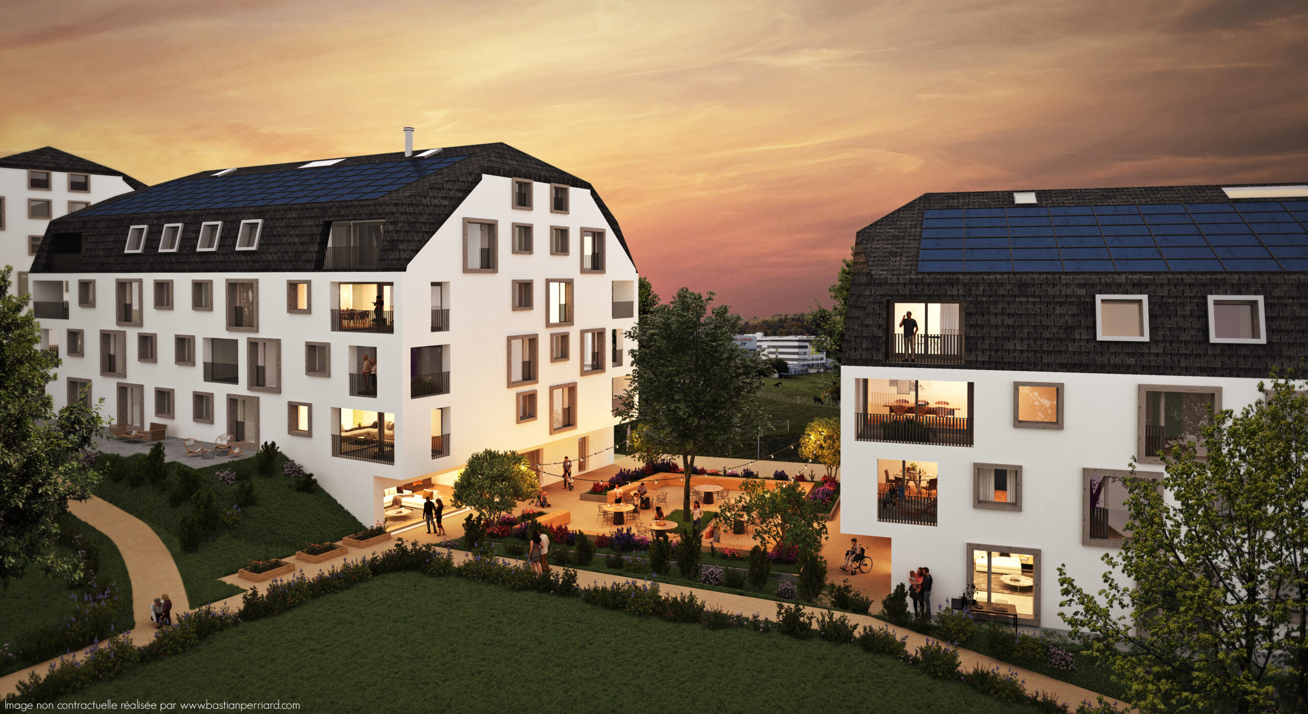 Visualisierung der Mehrfamilienhäuser in Givisiez